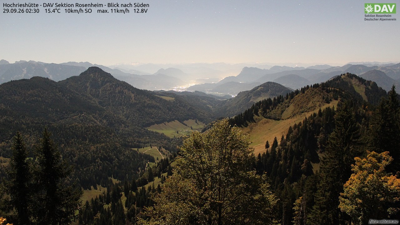 Archived image Webcam Hochrieshütte - View to the south