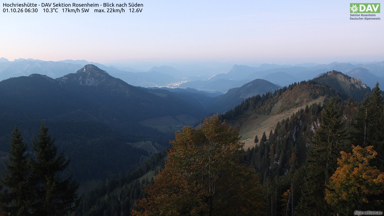 Archived image Webcam Hochrieshütte - View to the south