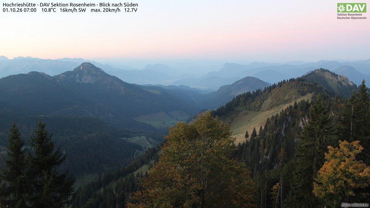 Archived image Webcam Hochrieshütte - View to the south