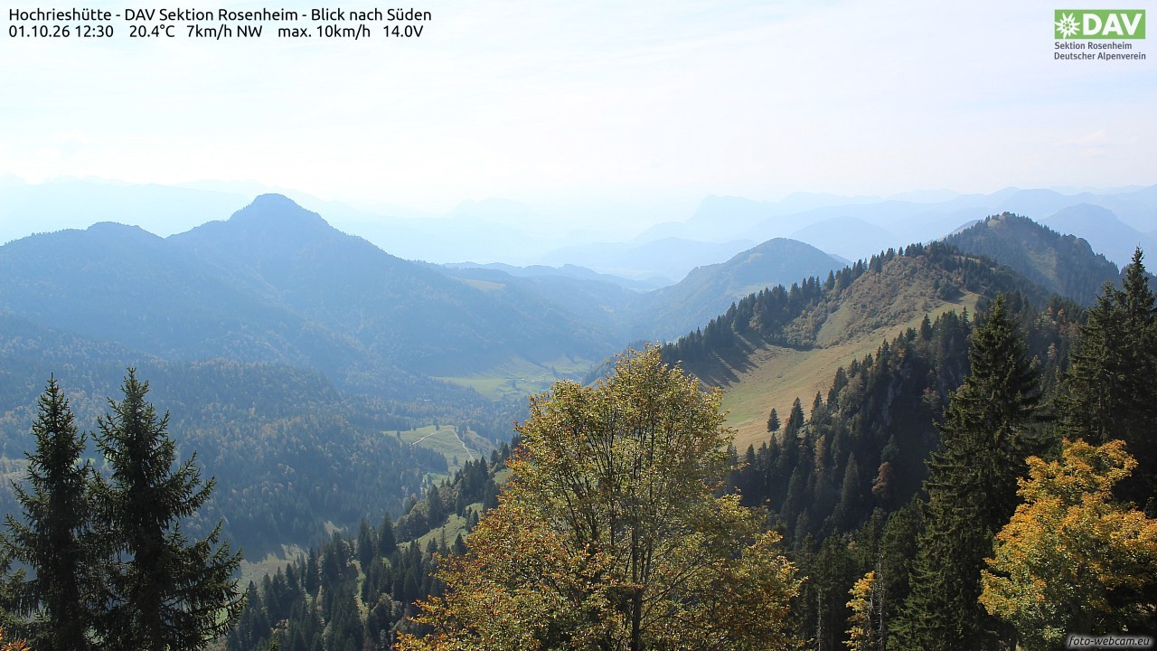 Archived image Webcam Hochrieshütte - View to the south