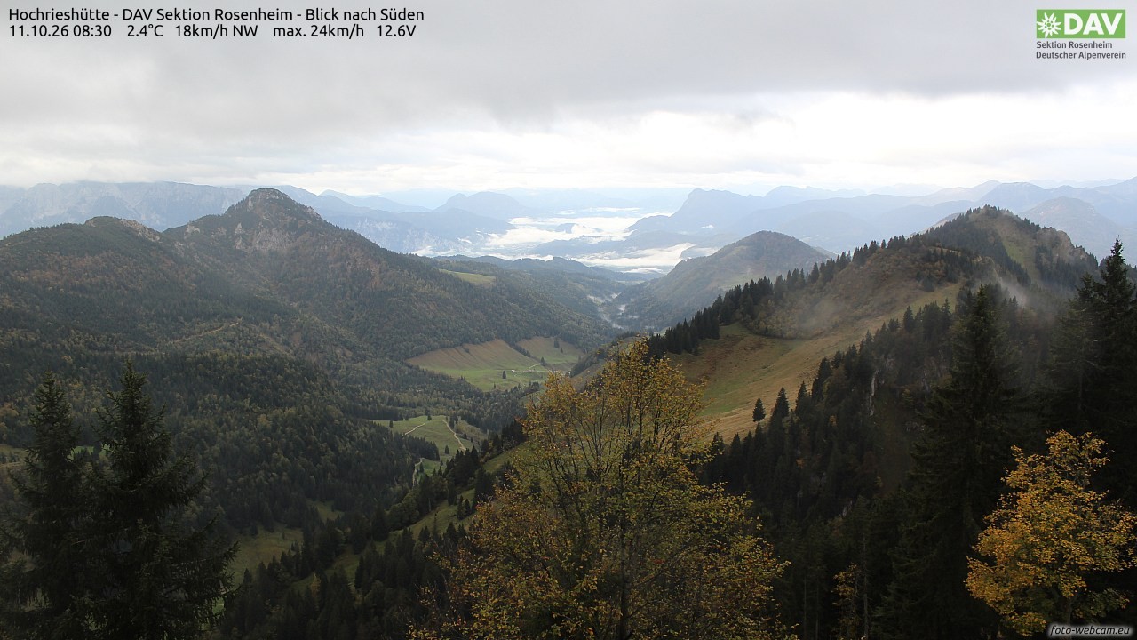 Archived image Webcam Hochrieshütte - View to the south