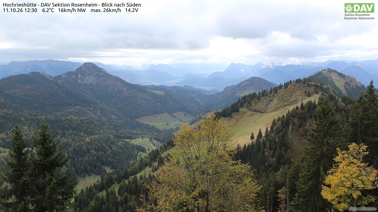 Archived image Webcam Hochrieshütte - View to the south