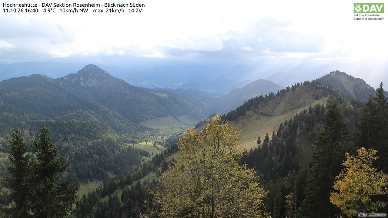 Archived image Webcam Hochrieshütte - View to the south