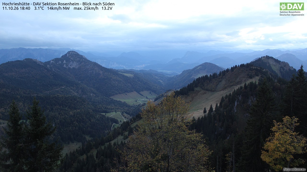 Archived image Webcam Hochrieshütte - View to the south