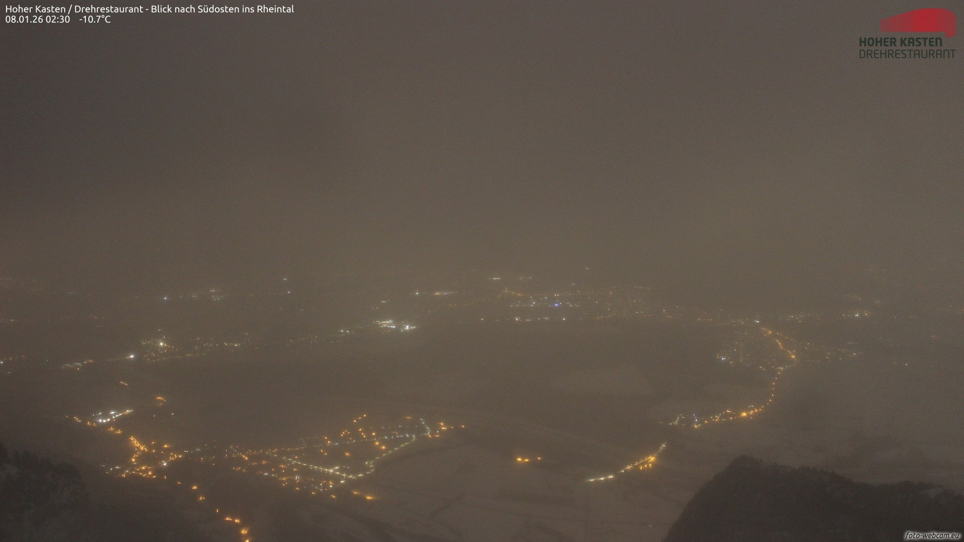 Archived image Webcam Hoher Kasten - View to the Rheintal