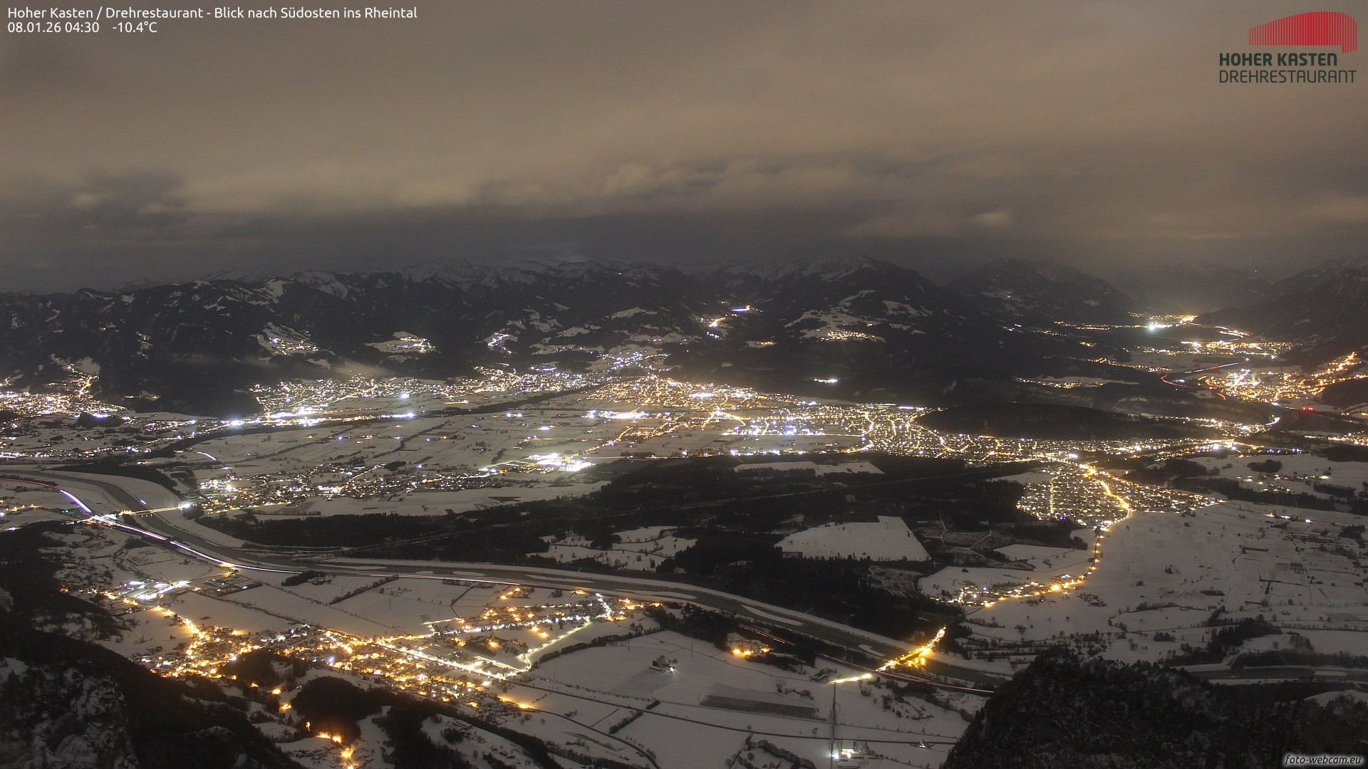 Archived image Webcam Hoher Kasten - View to the Rheintal