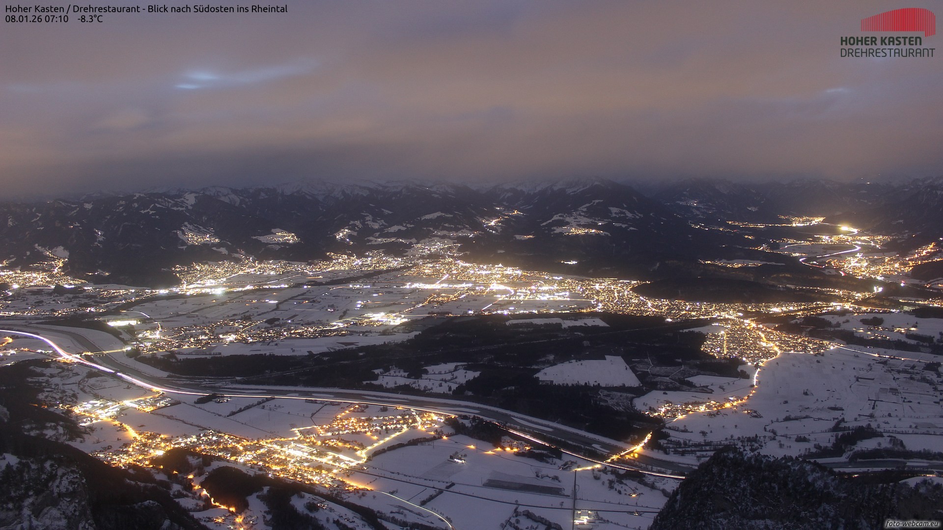 Archived image Webcam Hoher Kasten - View to the Rheintal