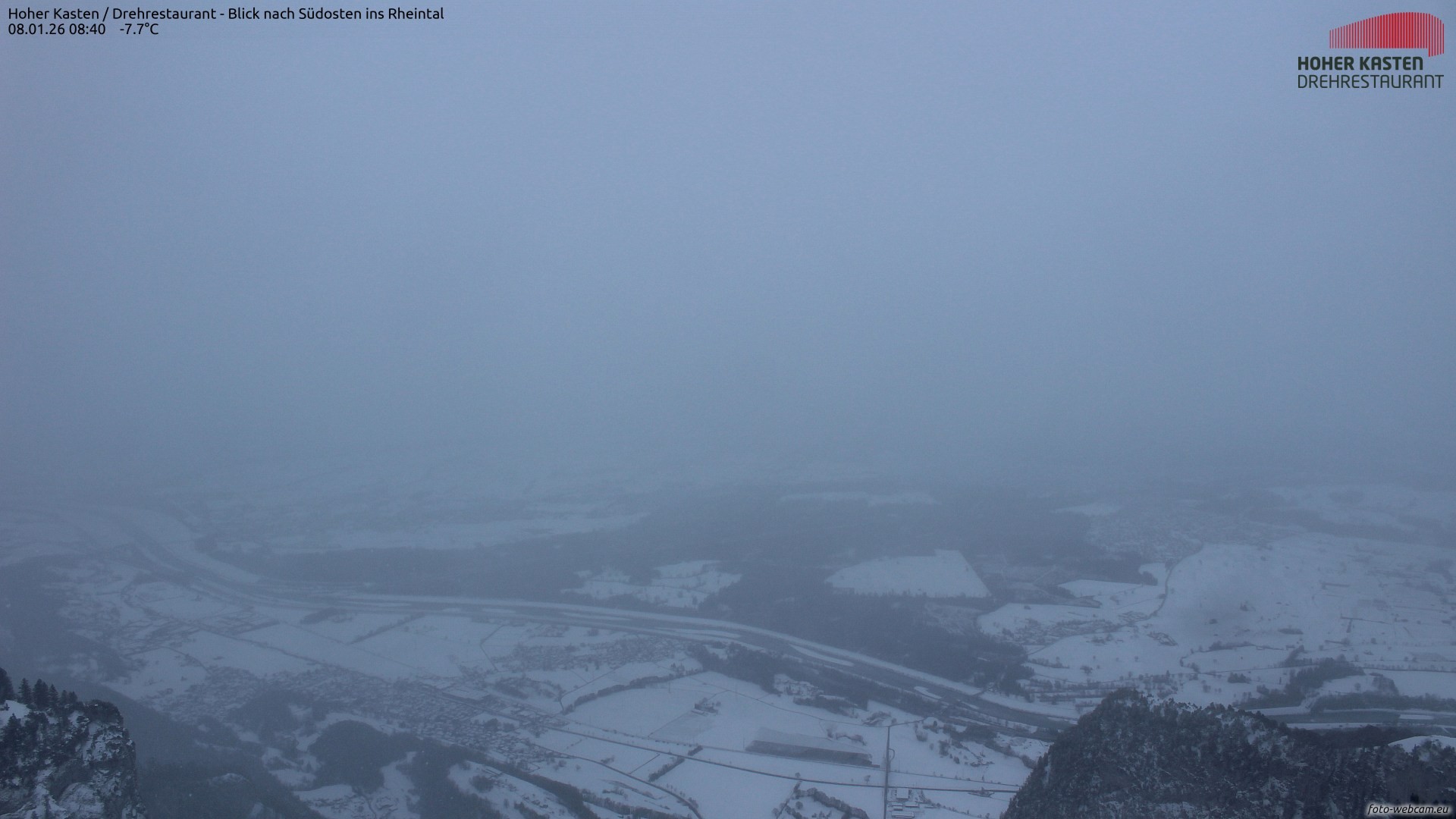 Archived image Webcam Hoher Kasten - View to the Rheintal