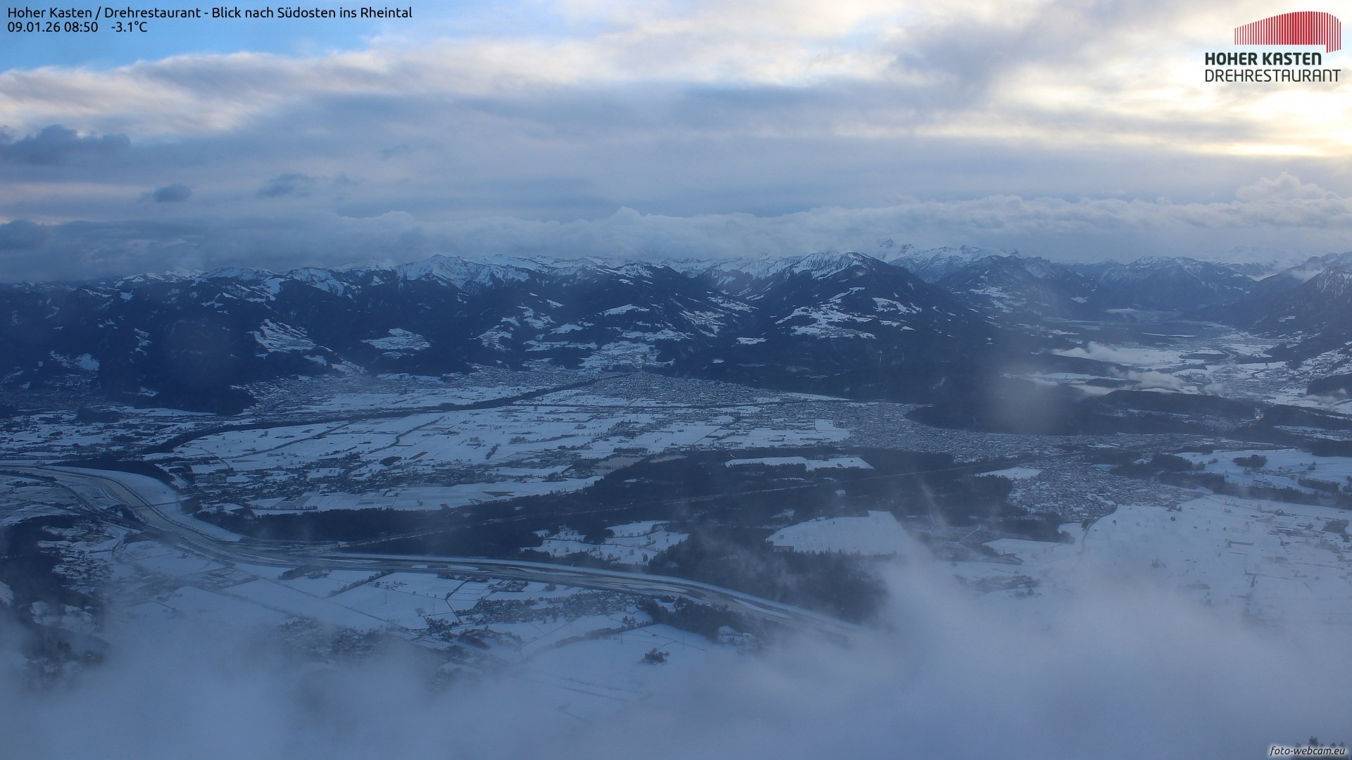 Archiv Foto Webcam Hoher Kasten - Blick ins Rheintal