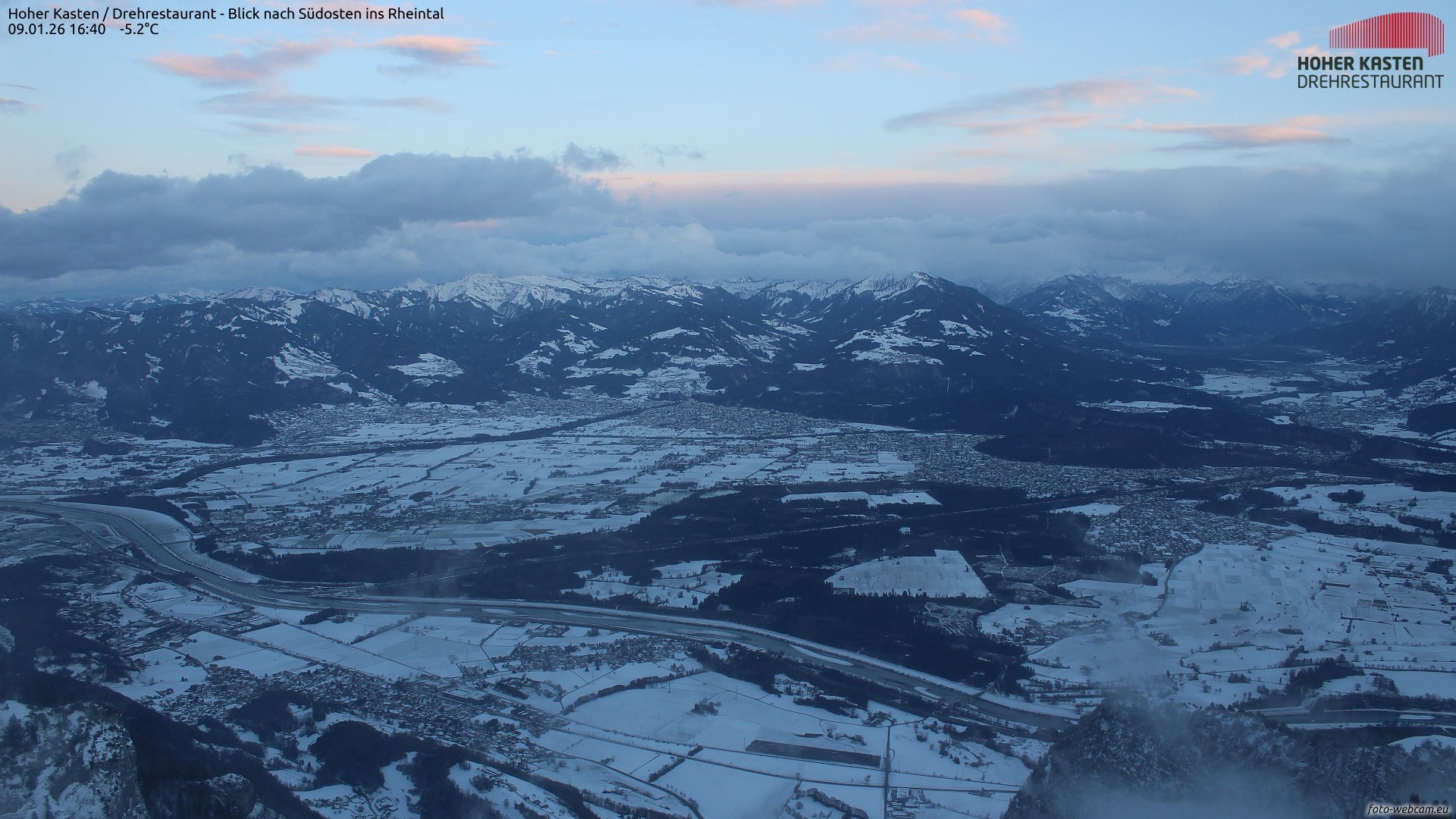 Archiv Foto Webcam Hoher Kasten - Blick ins Rheintal