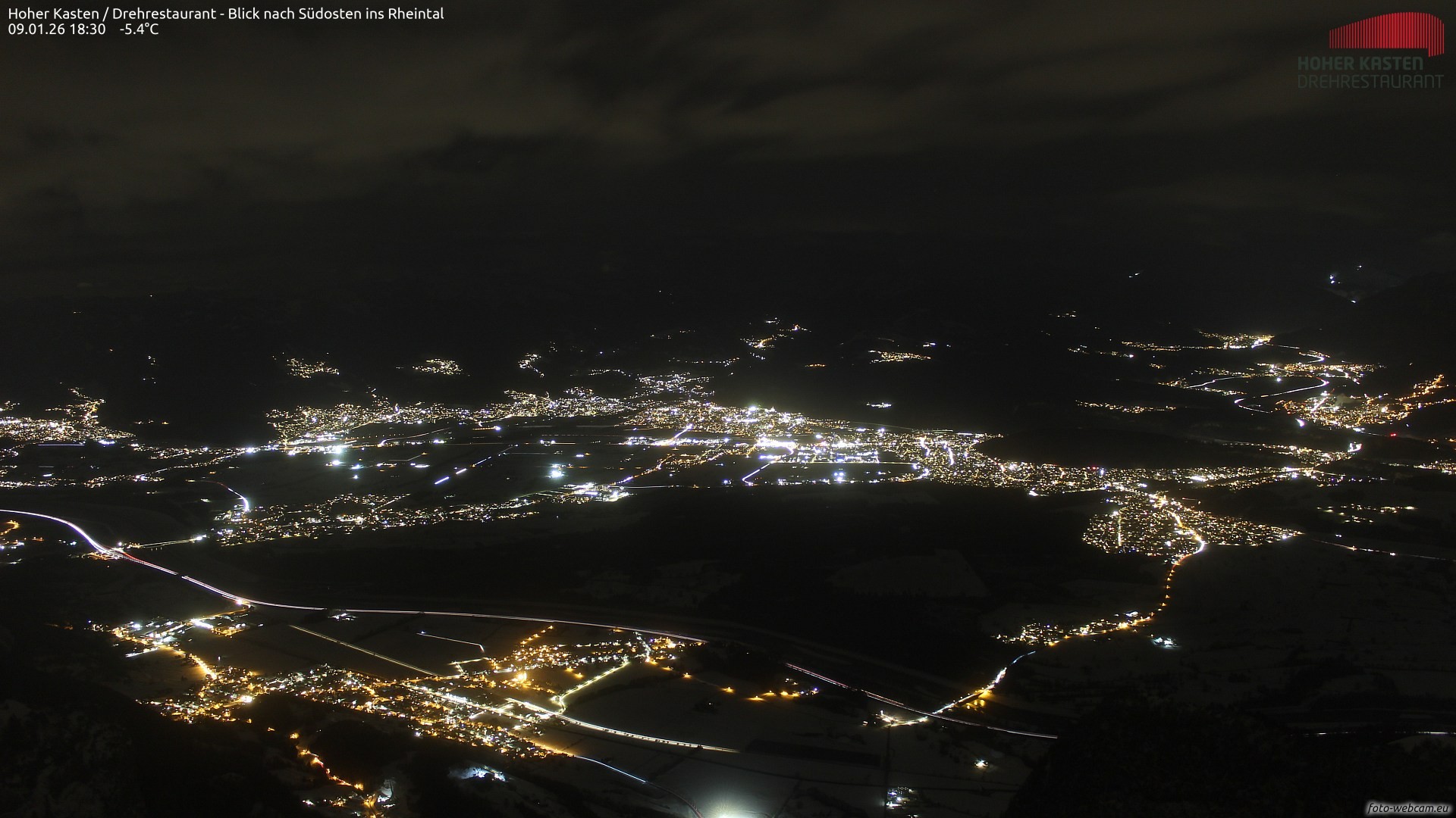 Archiv Foto Webcam Hoher Kasten - Blick ins Rheintal