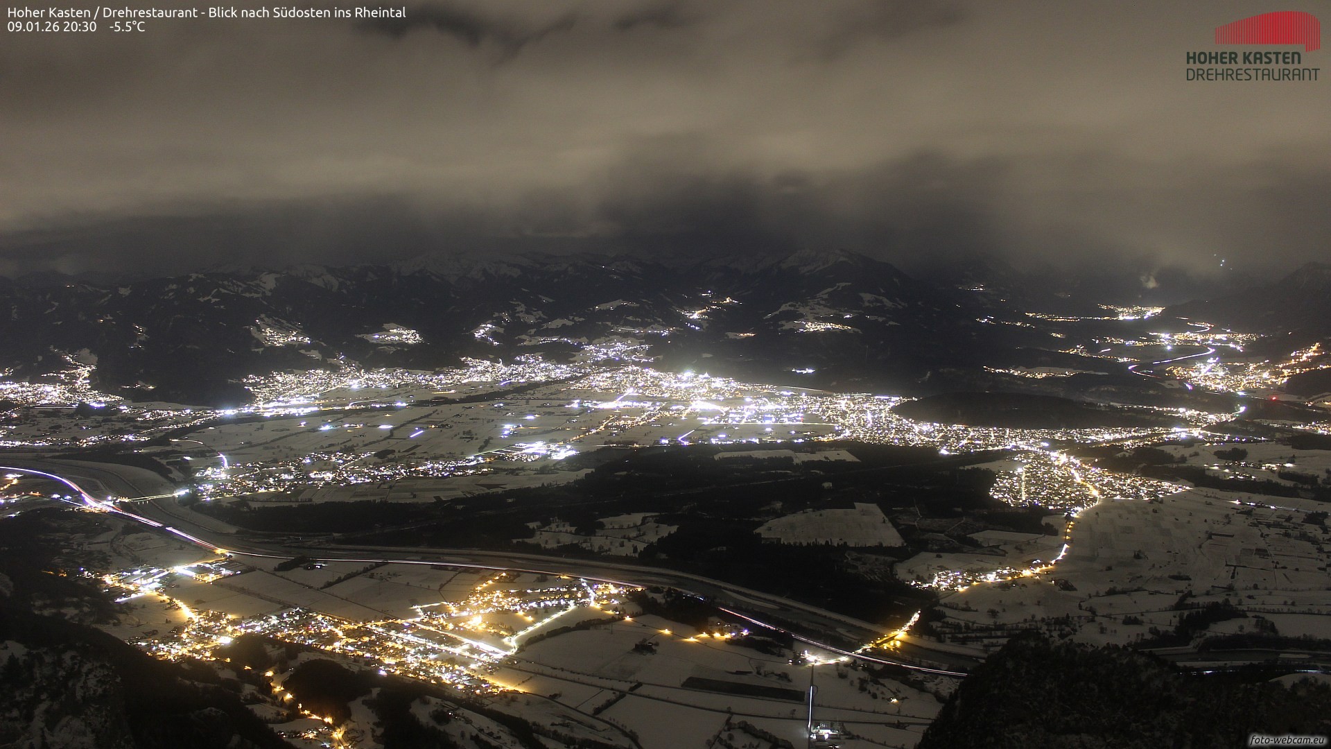 Archived image Webcam Hoher Kasten - View to the Rheintal
