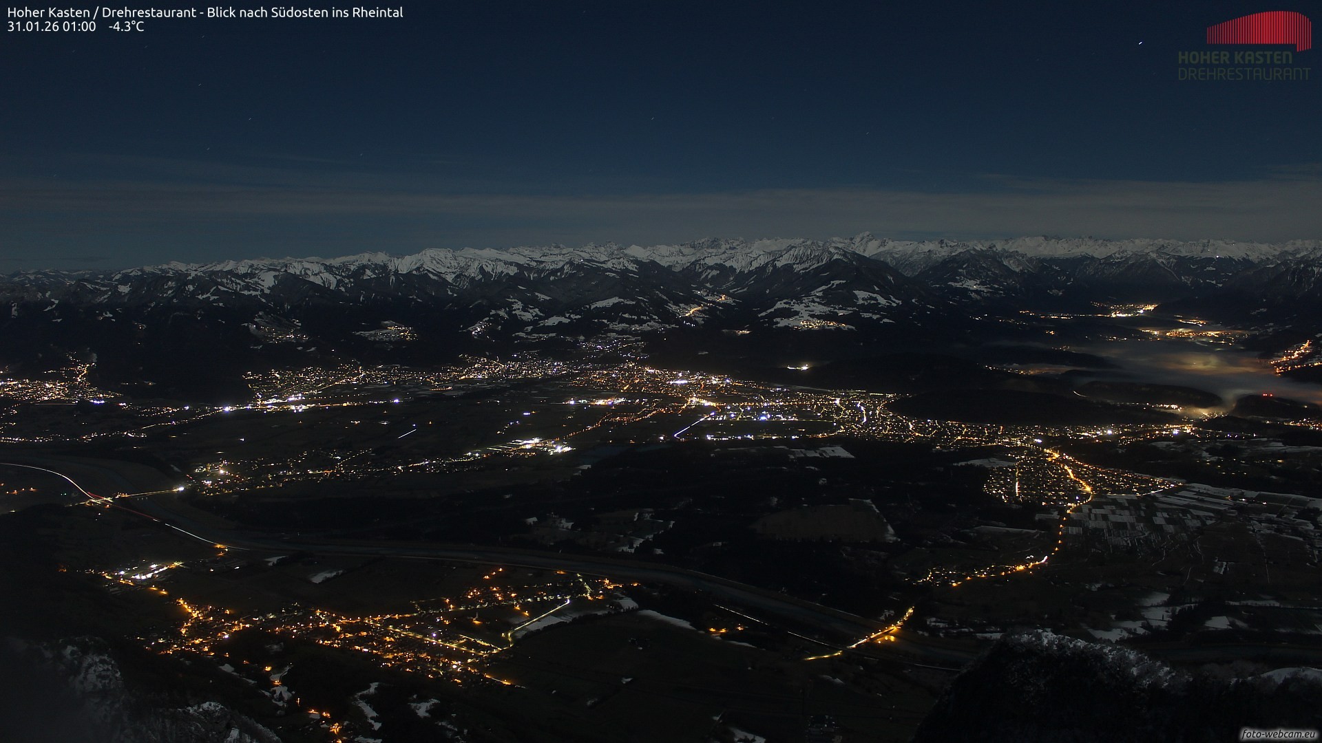 Archiv Foto Webcam Hoher Kasten - Blick ins Rheintal