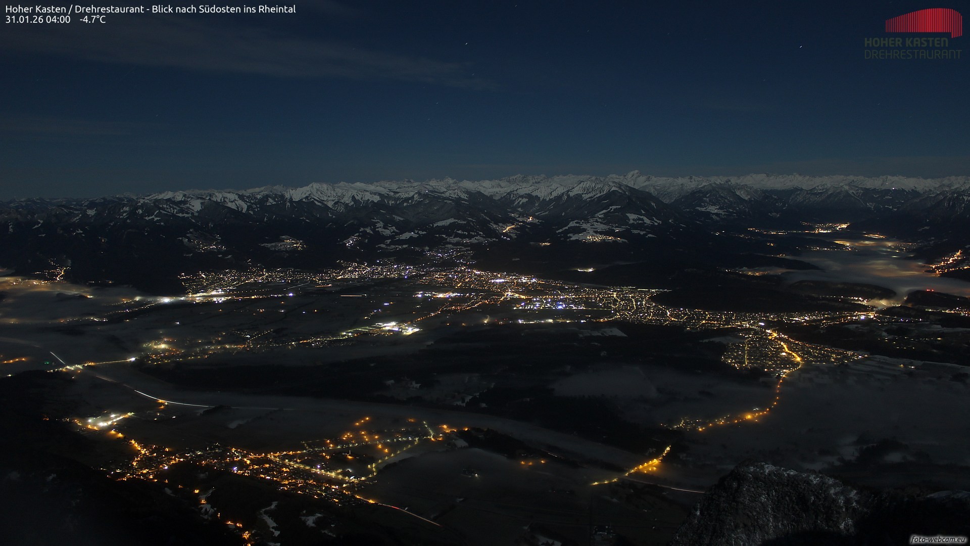 Archiv Foto Webcam Hoher Kasten - Blick ins Rheintal
