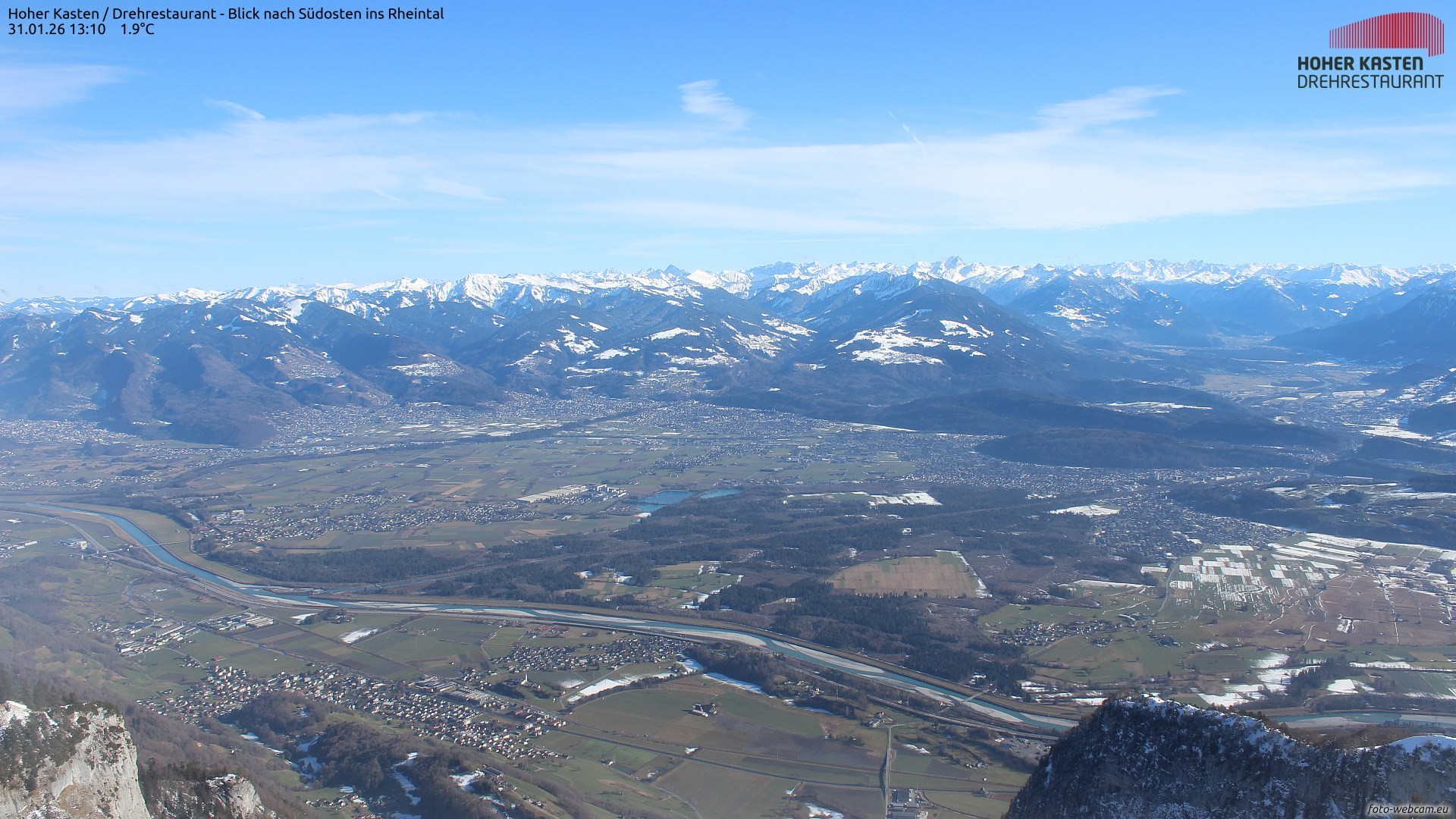 Archiv Foto Webcam Hoher Kasten - Blick ins Rheintal