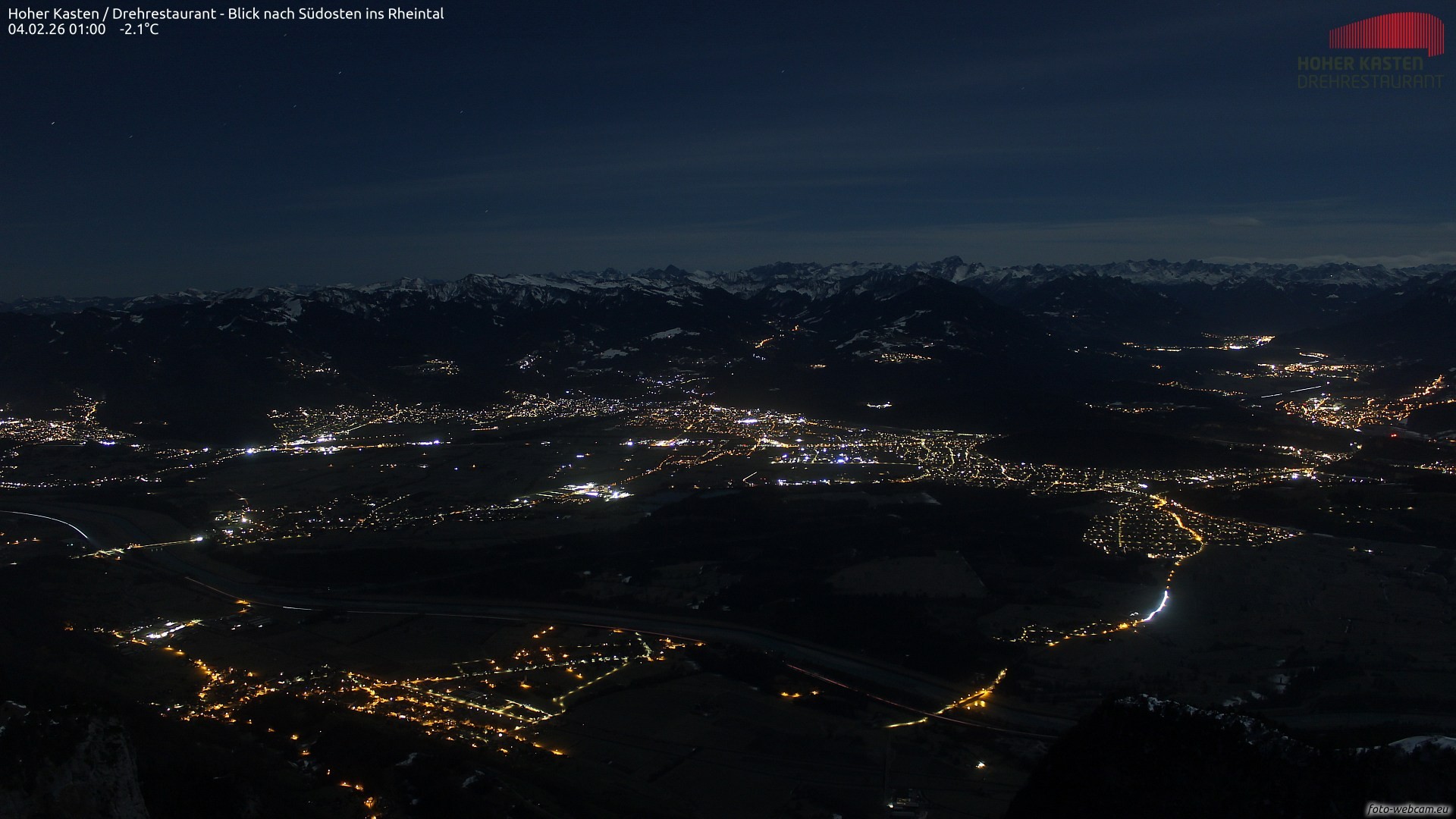 Archiv Foto Webcam Hoher Kasten - Blick ins Rheintal