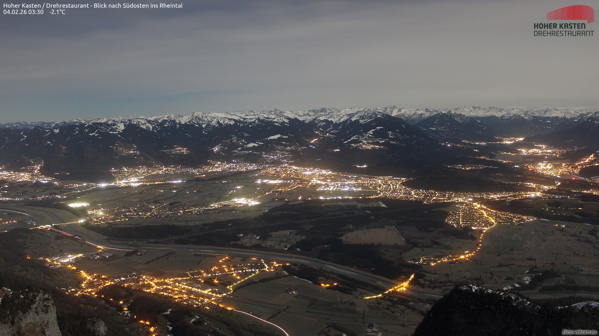 Archiv Foto Webcam Hoher Kasten - Blick ins Rheintal
