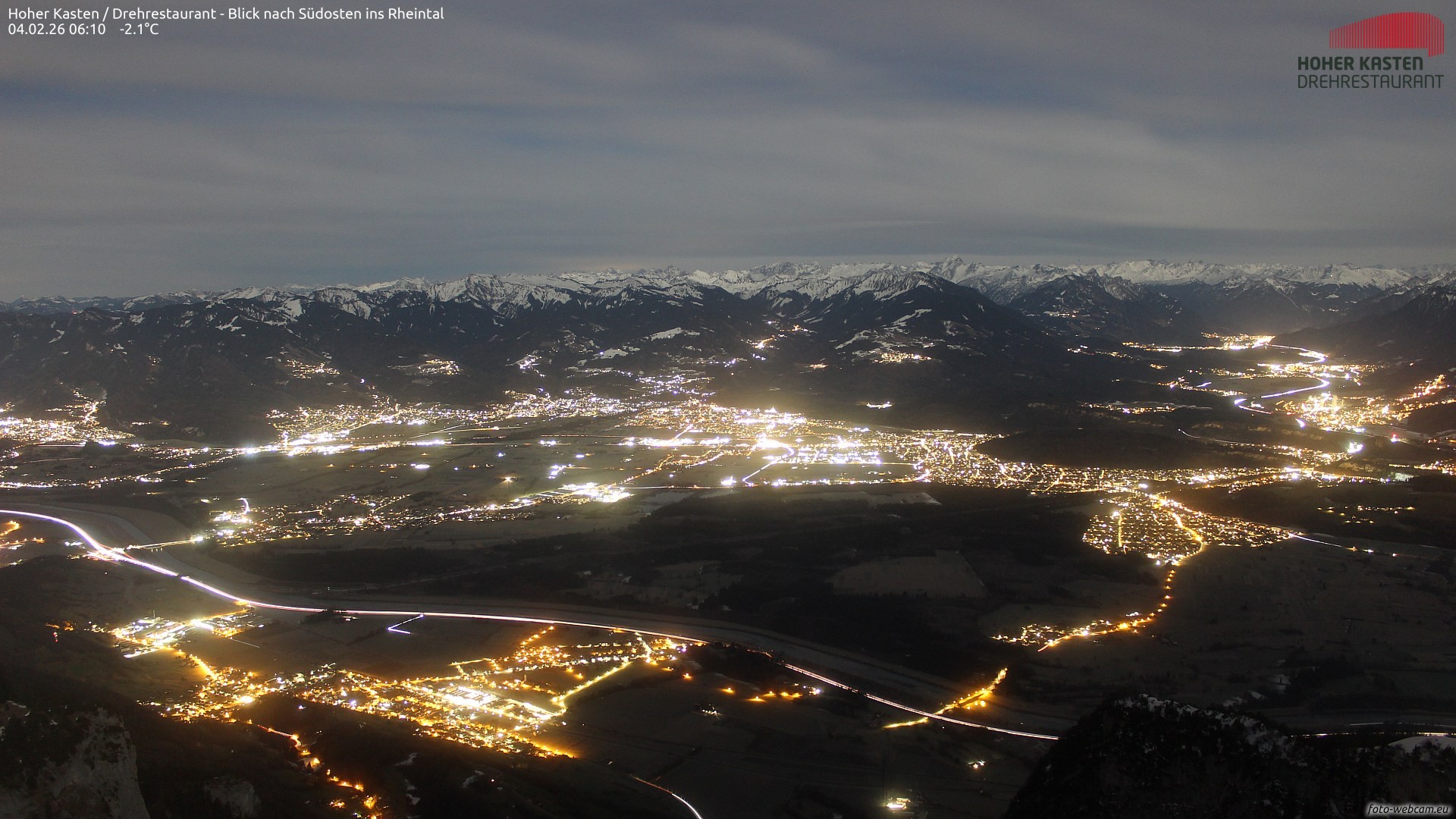 Archiv Foto Webcam Hoher Kasten - Blick ins Rheintal