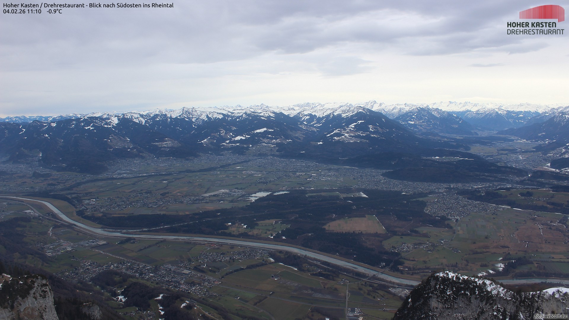 Archiv Foto Webcam Hoher Kasten - Blick ins Rheintal