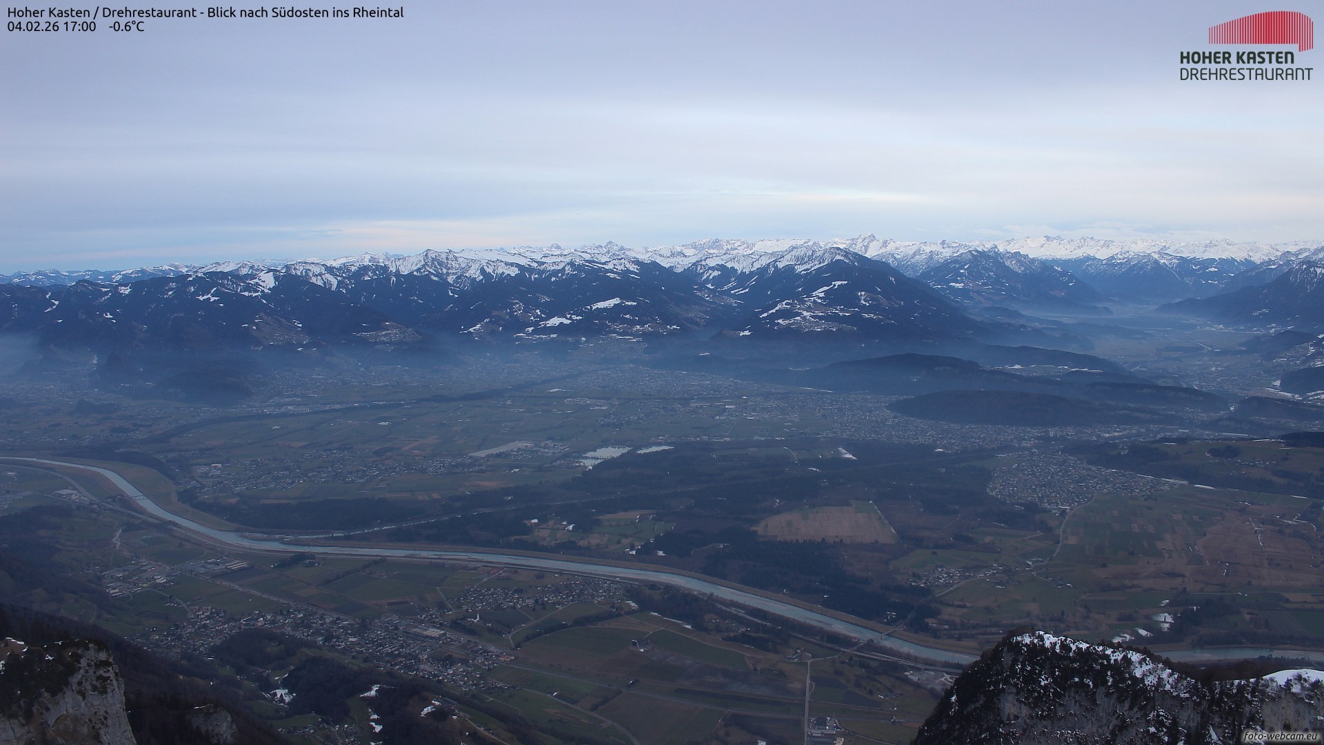 Archiv Foto Webcam Hoher Kasten - Blick ins Rheintal