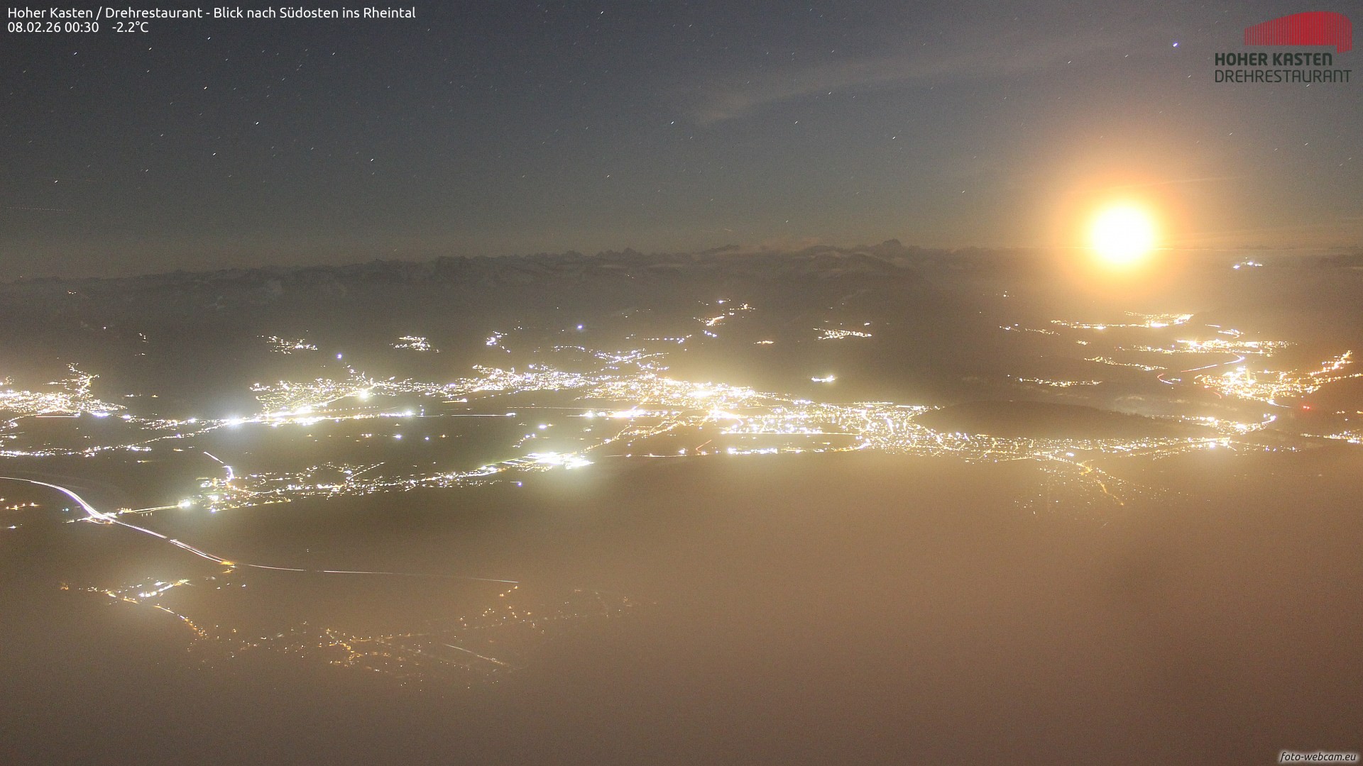 Archiv Foto Webcam Hoher Kasten - Blick ins Rheintal