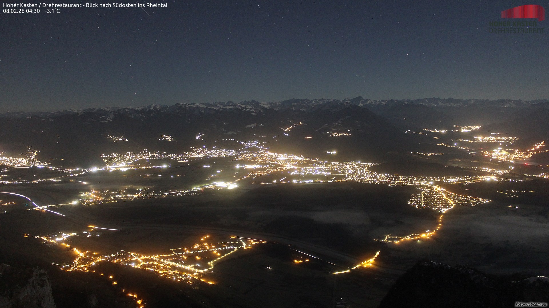 Archiv Foto Webcam Hoher Kasten - Blick ins Rheintal