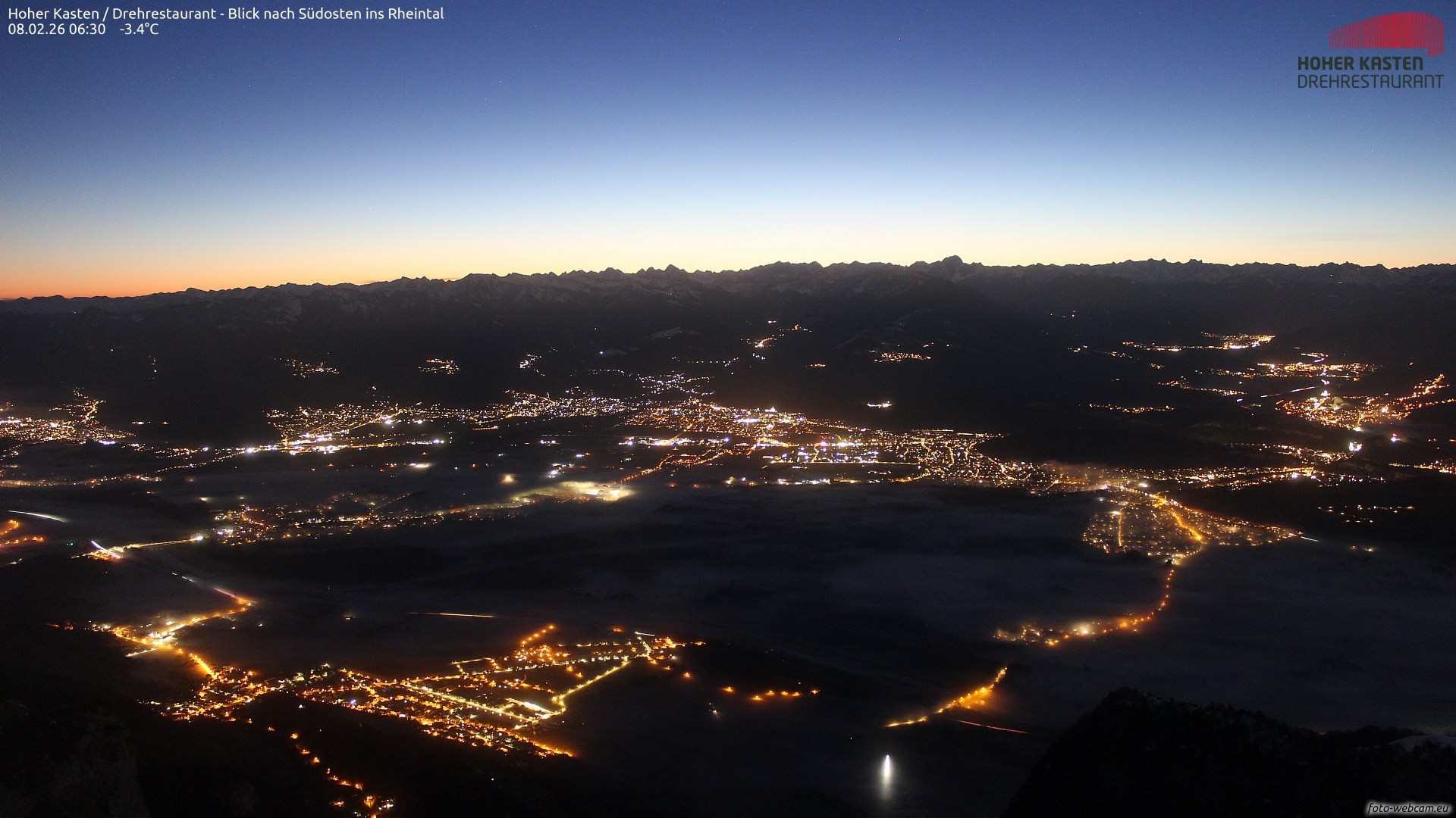 Archiv Foto Webcam Hoher Kasten - Blick ins Rheintal