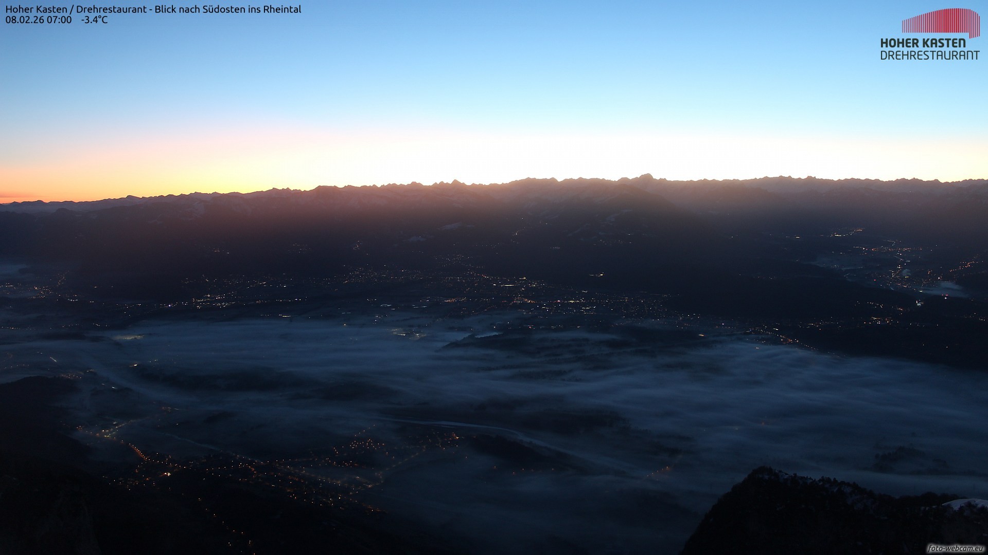 Archiv Foto Webcam Hoher Kasten - Blick ins Rheintal