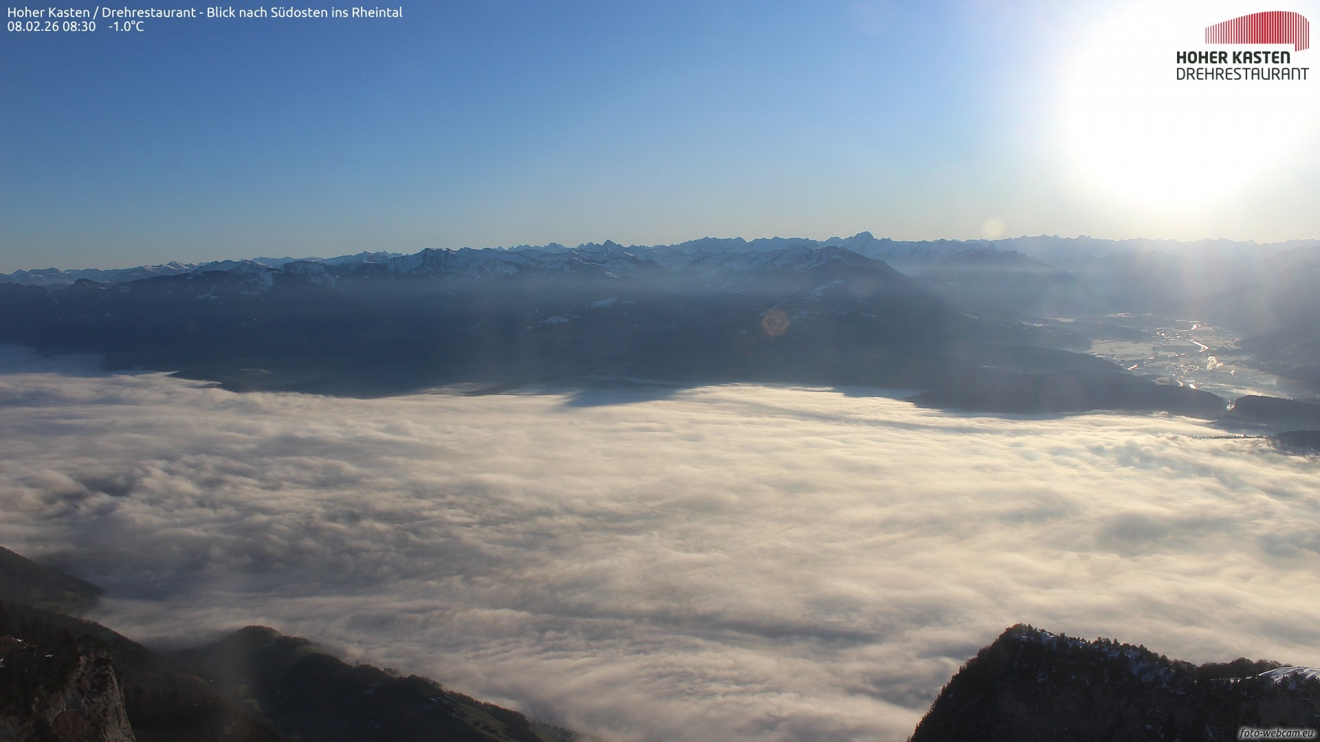 Archiv Foto Webcam Hoher Kasten - Blick ins Rheintal