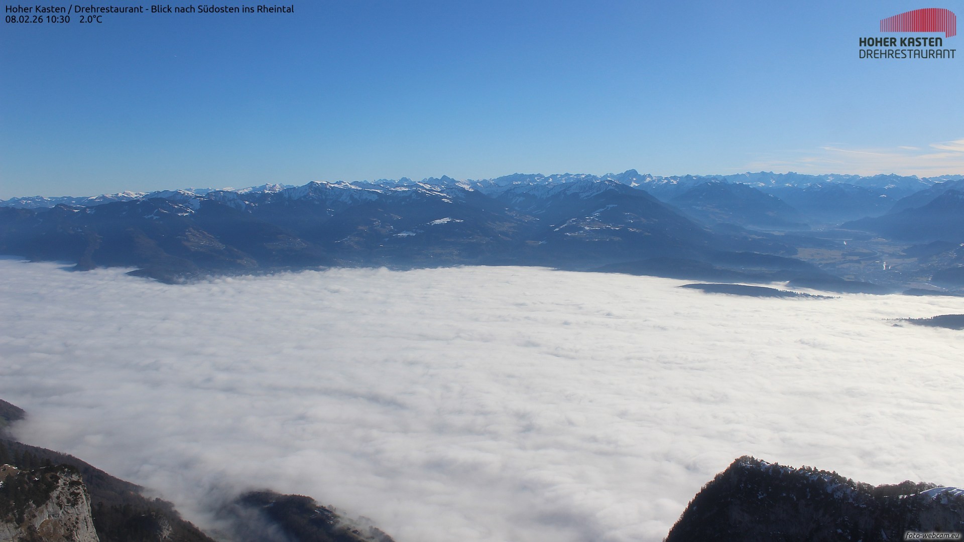 Archiv Foto Webcam Hoher Kasten - Blick ins Rheintal