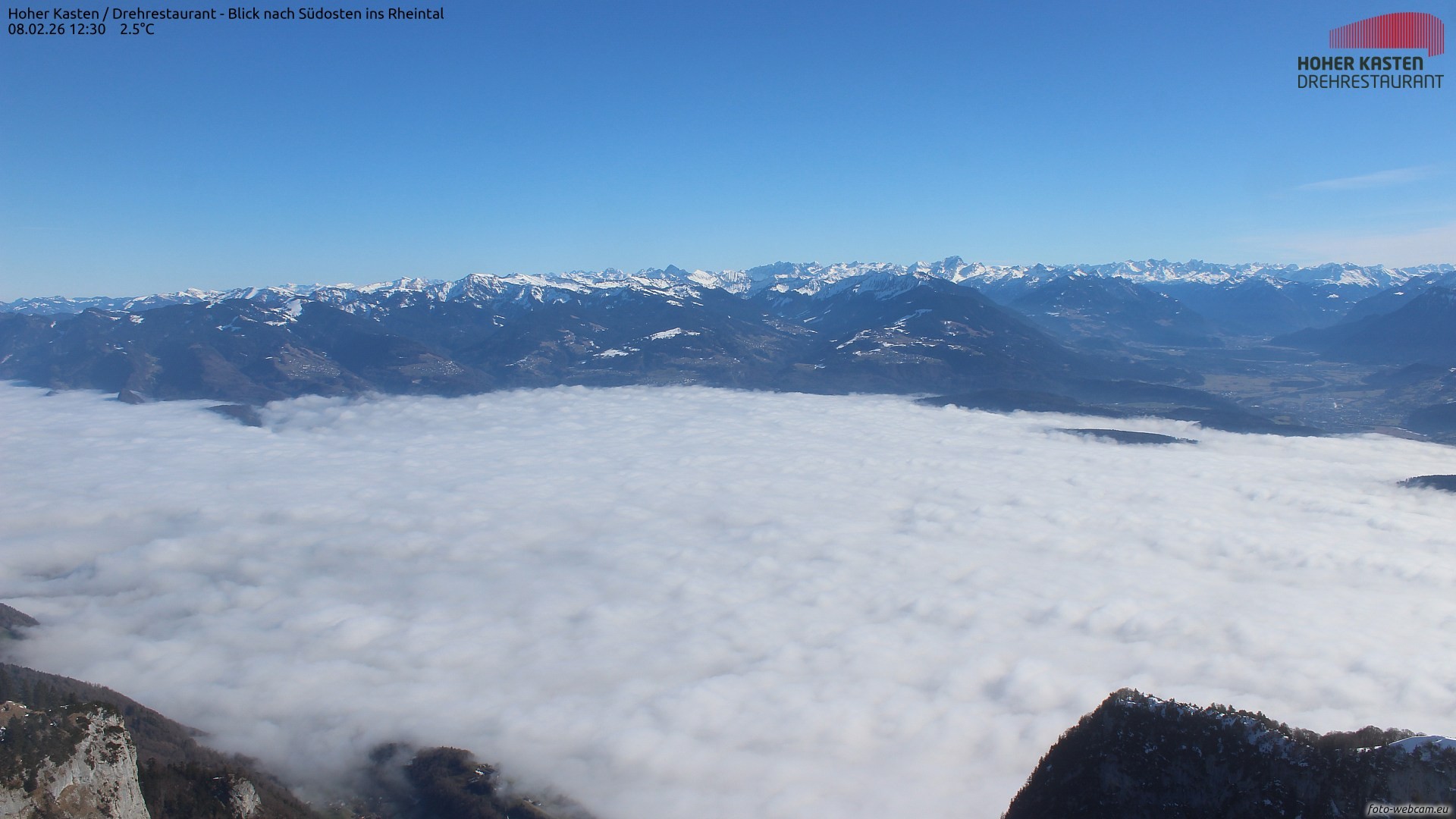 Archiv Foto Webcam Hoher Kasten - Blick ins Rheintal