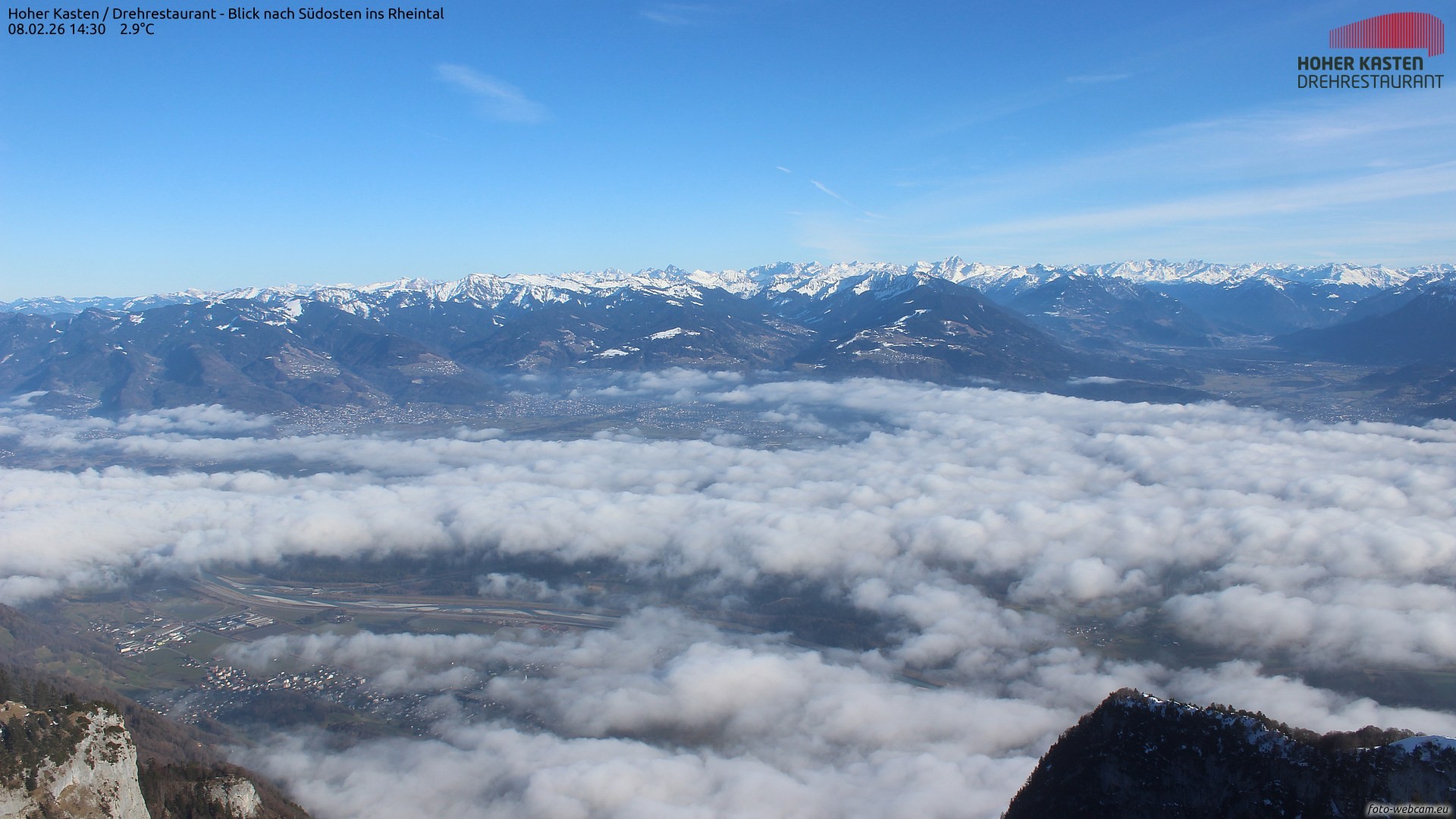 Archiv Foto Webcam Hoher Kasten - Blick ins Rheintal