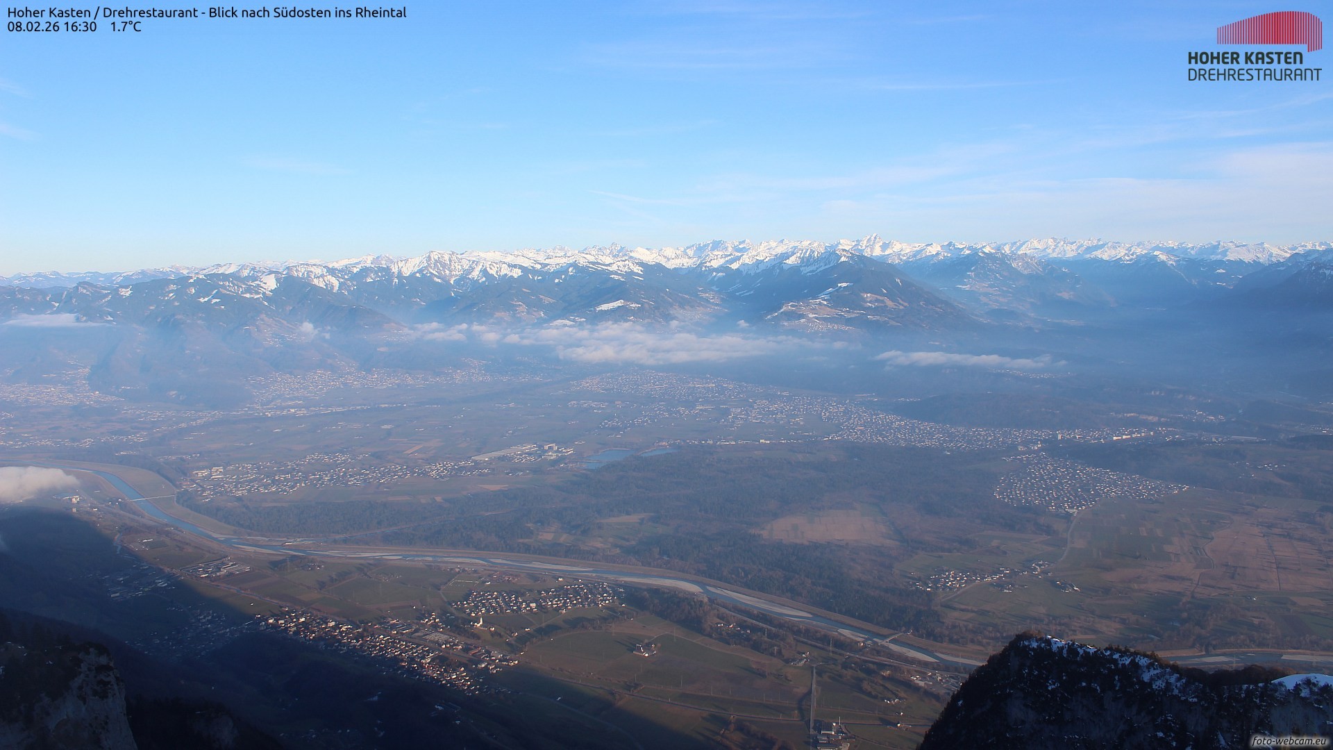 Archiv Foto Webcam Hoher Kasten - Blick ins Rheintal
