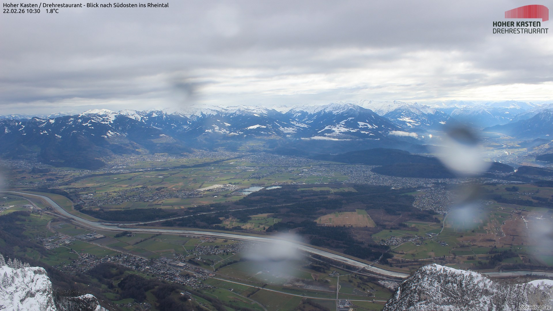 Archiv Foto Webcam Hoher Kasten - Blick ins Rheintal