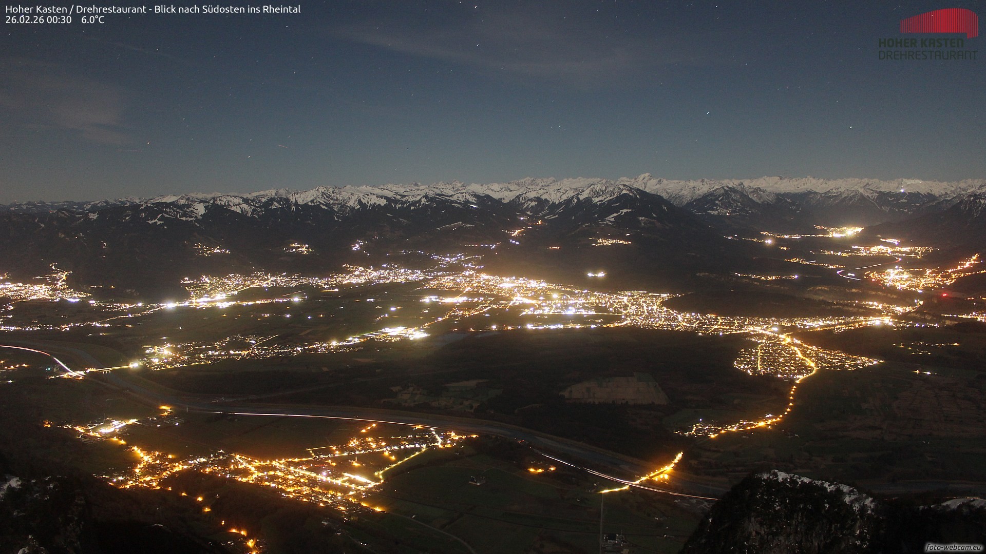 Archived image Webcam Hoher Kasten - View to the Rheintal