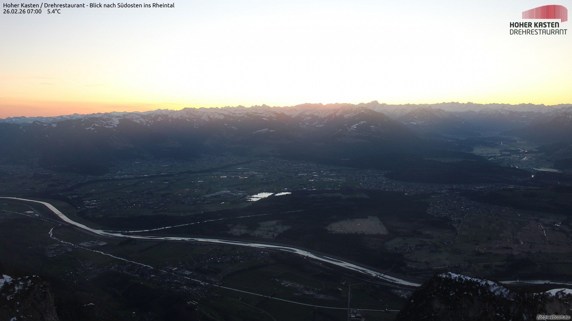 Archived image Webcam Hoher Kasten - View to the Rheintal