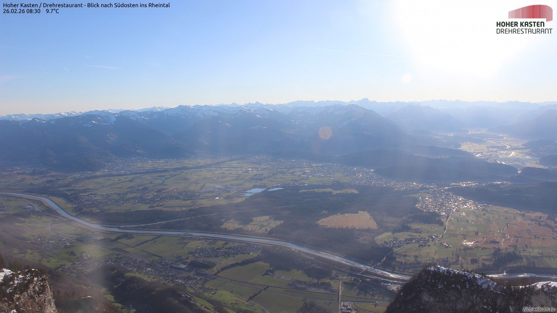Archived image Webcam Hoher Kasten - View to the Rheintal