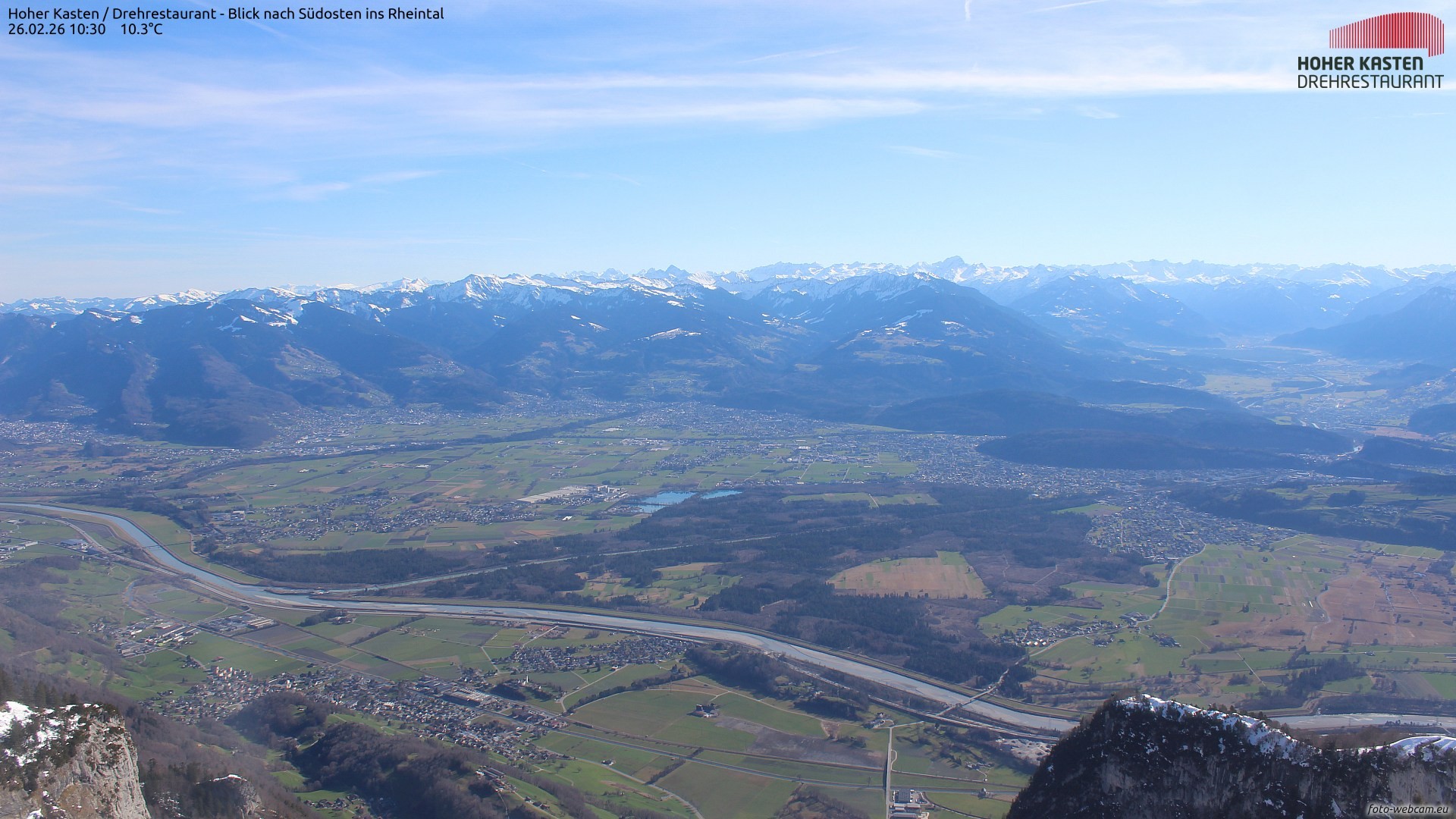 Archived image Webcam Hoher Kasten - View to the Rheintal