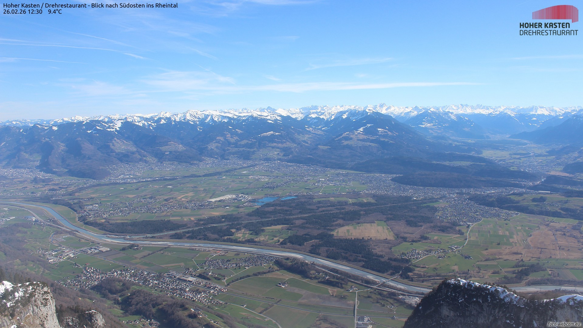 Archived image Webcam Hoher Kasten - View to the Rheintal