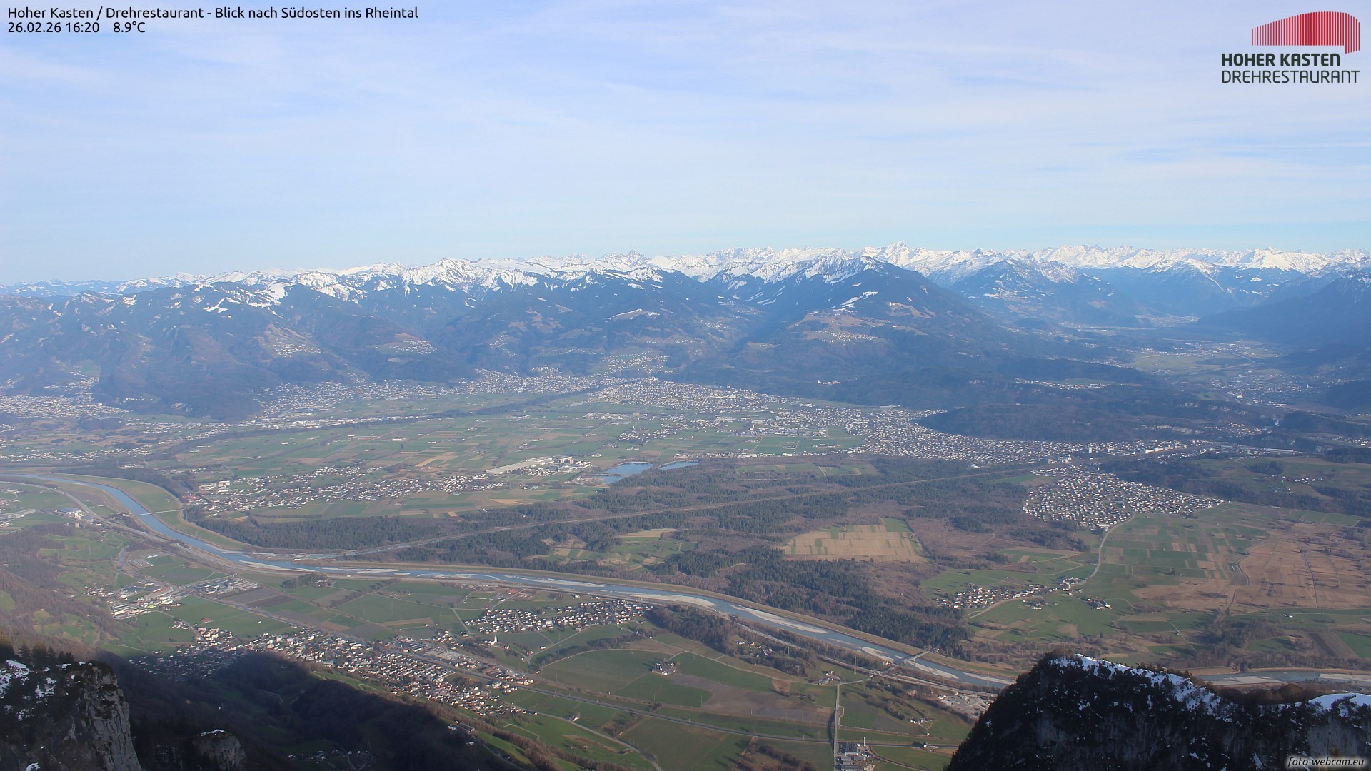 Archived image Webcam Hoher Kasten - View to the Rheintal