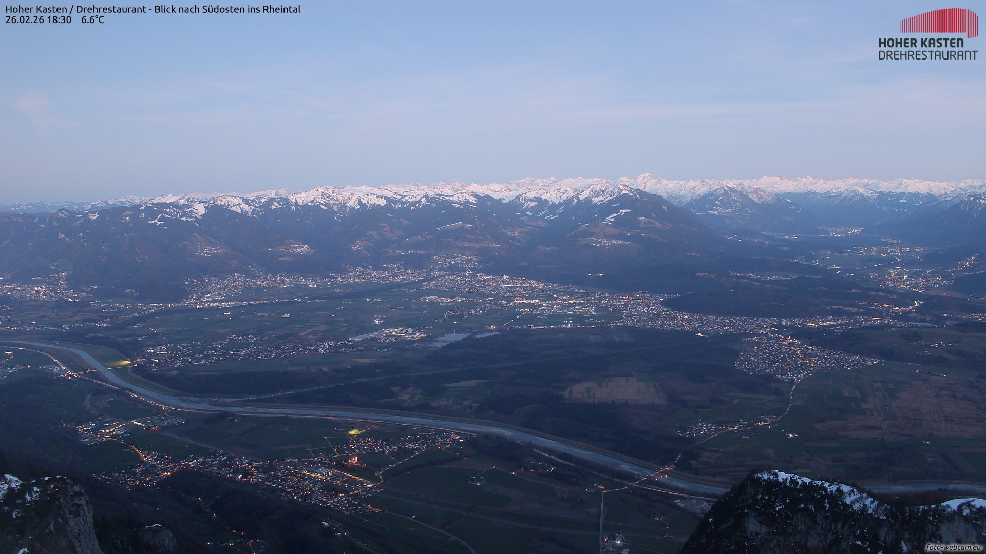 Archiv Foto Webcam Hoher Kasten - Blick ins Rheintal