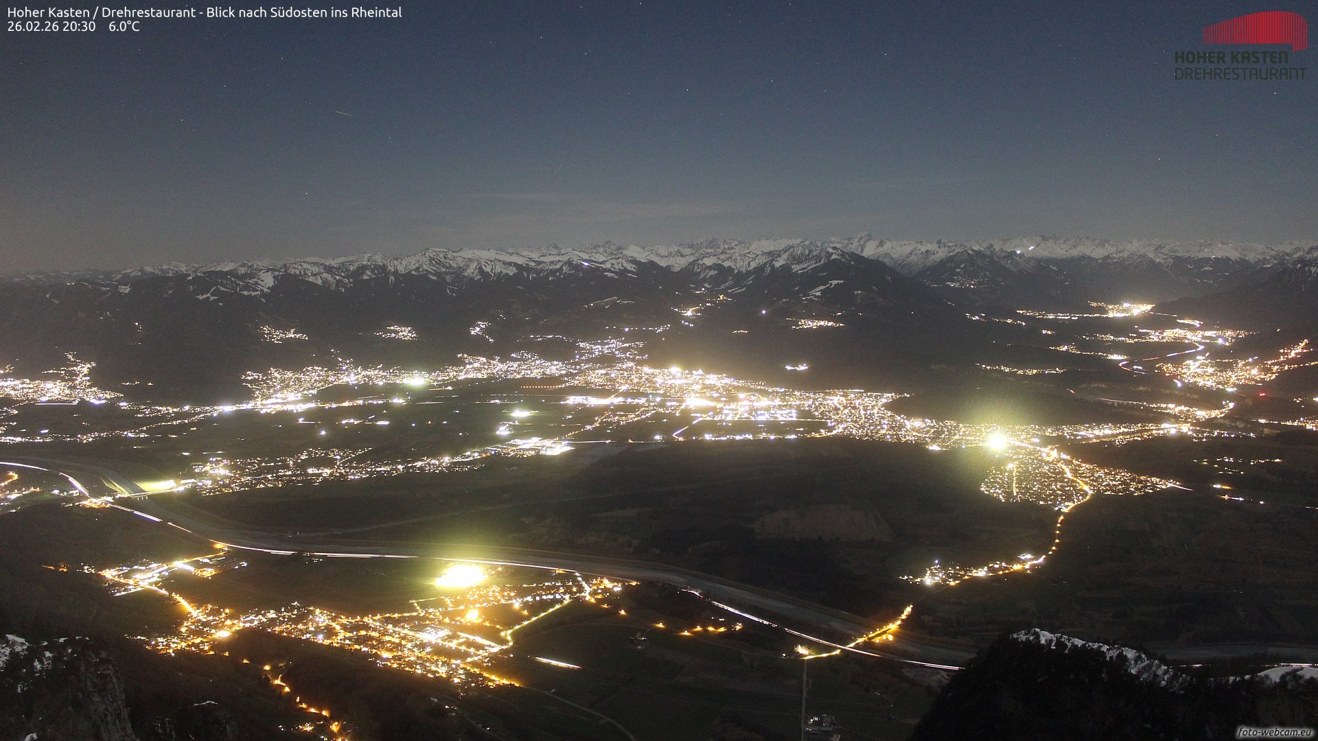 Archived image Webcam Hoher Kasten - View to the Rheintal