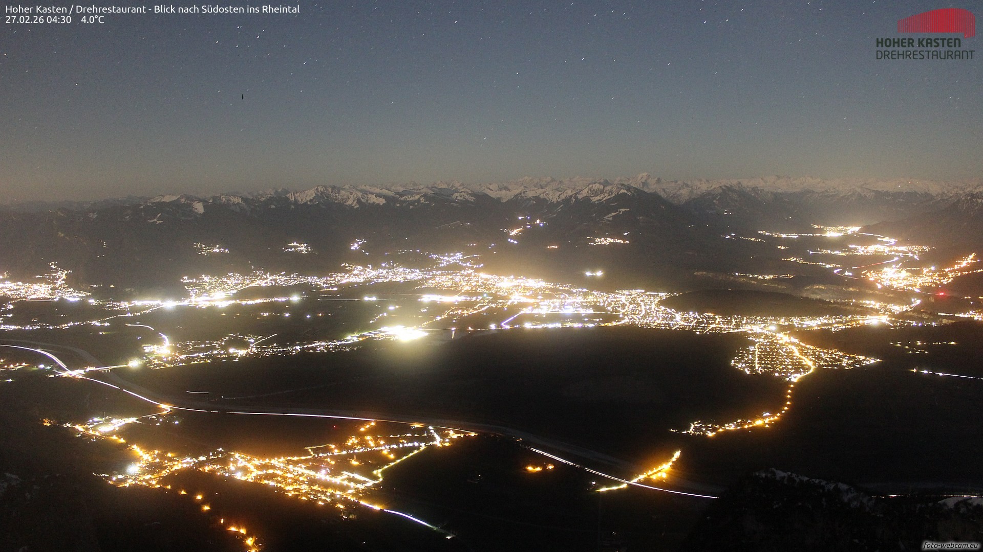 Archiv Foto Webcam Hoher Kasten - Blick ins Rheintal