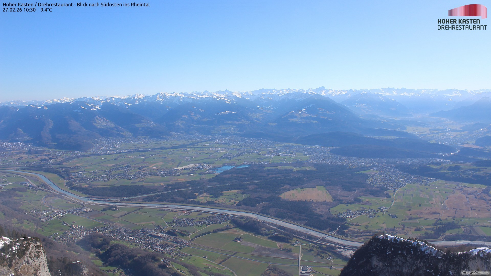 Archiv Foto Webcam Hoher Kasten - Blick ins Rheintal