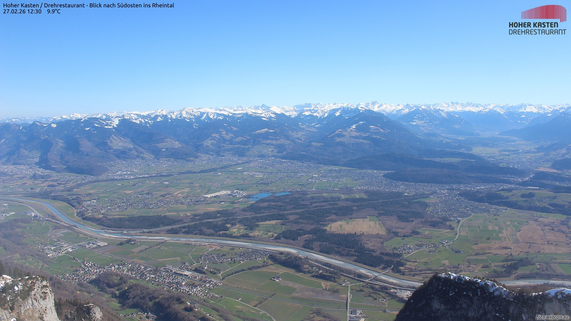 Archiv Foto Webcam Hoher Kasten - Blick ins Rheintal