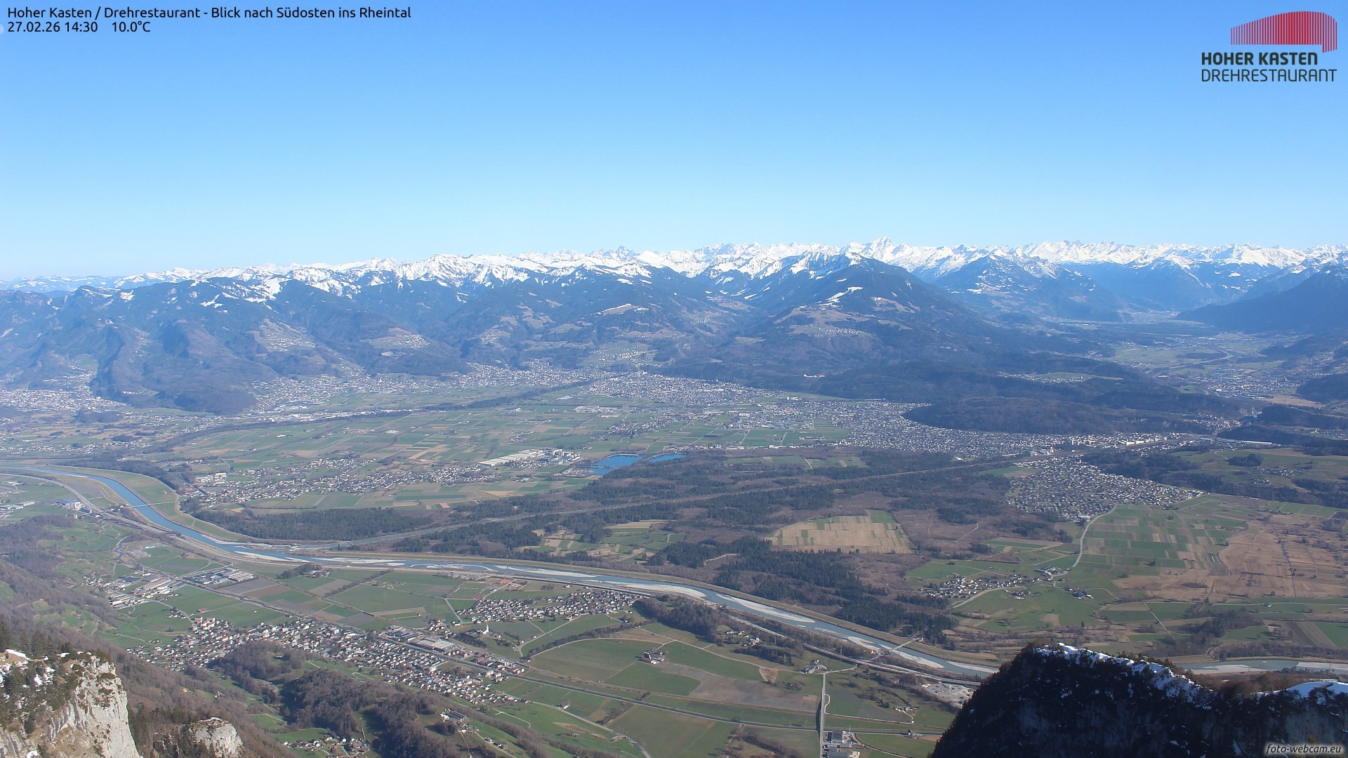 Archiv Foto Webcam Hoher Kasten - Blick ins Rheintal