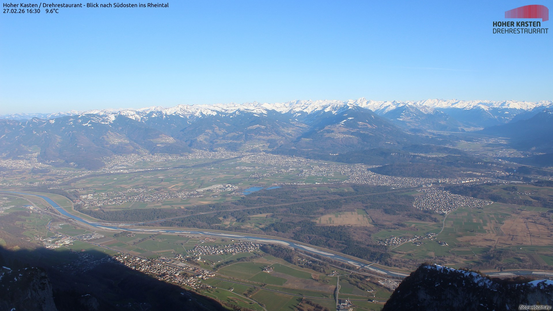 Archiv Foto Webcam Hoher Kasten - Blick ins Rheintal