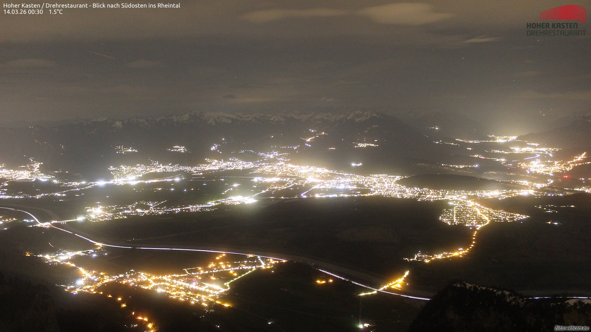 Archiv Foto Webcam Hoher Kasten - Blick ins Rheintal