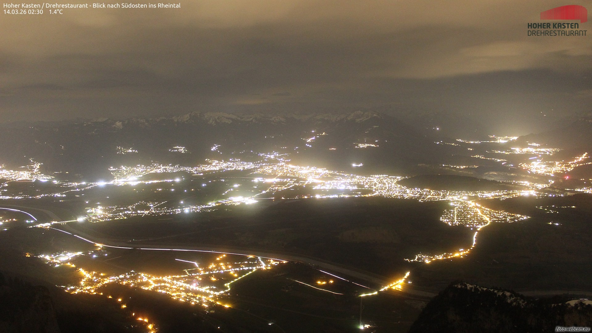 Archiv Foto Webcam Hoher Kasten - Blick ins Rheintal