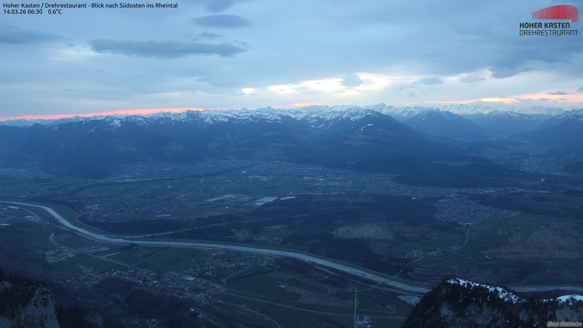 Archiv Foto Webcam Hoher Kasten - Blick ins Rheintal